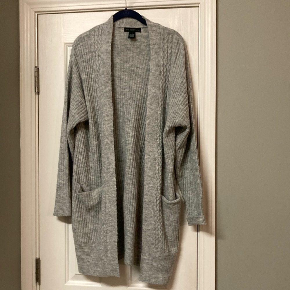 Cozy Gray Open-Front Cardigan Sweater